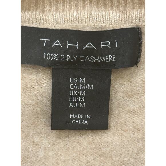 Tahari Women's Beige 100% 2-ply Cashmere Crew Neck Sweater Size M - Picture 3 of 3